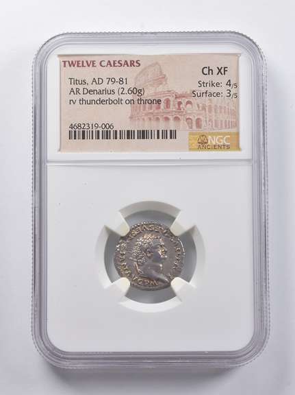 CH XF AD 79-81 AR Denarius Twelve Caesars NGC Ancients Titus