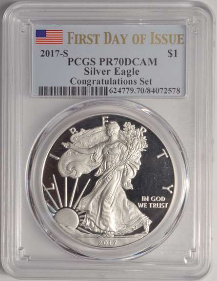 2017-S Proof American Silver Eagle PCGS PR70DCAM Congratulations Set