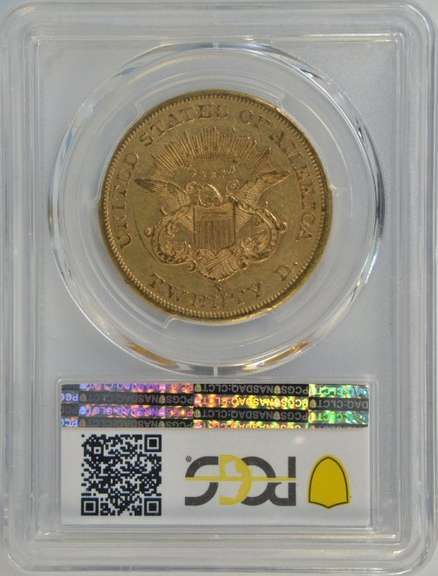 Nearly BU rare 1859-S Type 1 $20 Liberty Gold Piece. PCGS AU53