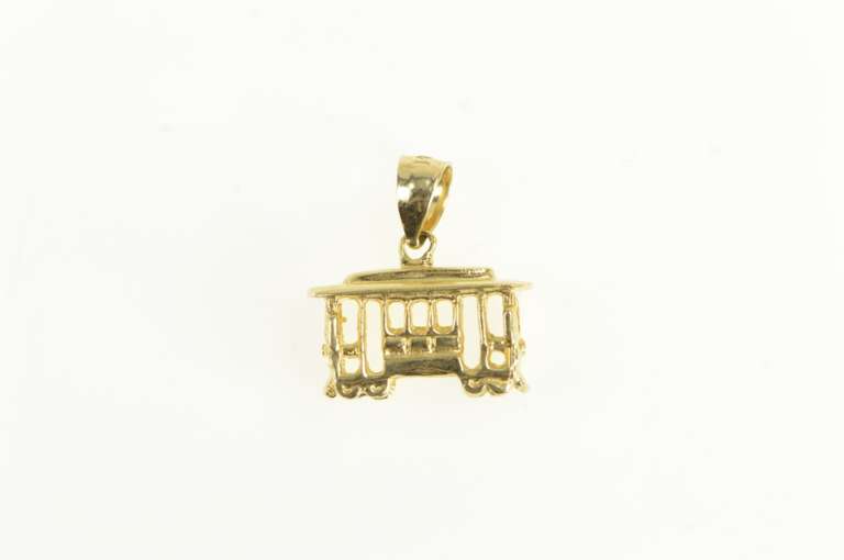 14K Yellow Gold 3D Cable Car Vintage San Francisco Charm/Pendant