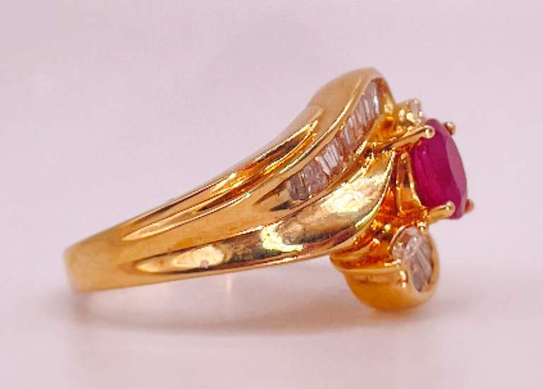 18kt Solid Yellow Gold, Ruby, & Diamond Ring