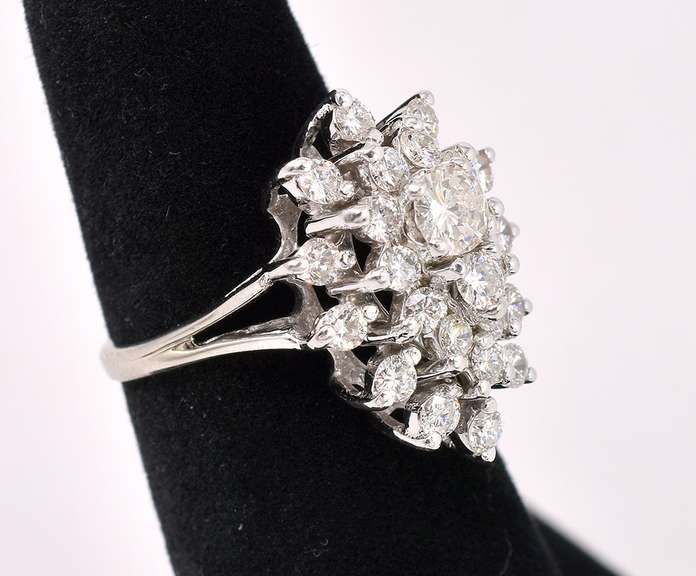 Sparkling Diamond Ring In 14K White Gold