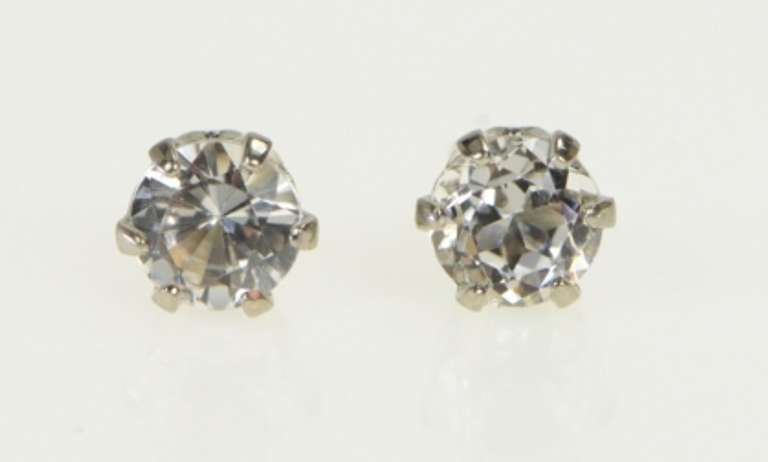 Sterling Silver 14k Gold Classic Solitaire Vintage Two Tone Earrings