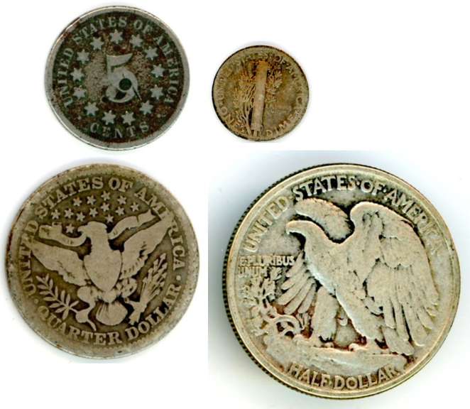 Four Different US Type Coins