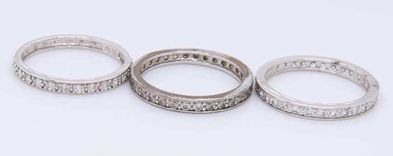 Lot of 3 Vintage 925 Sterling Silver Cubic Zirconia Bands