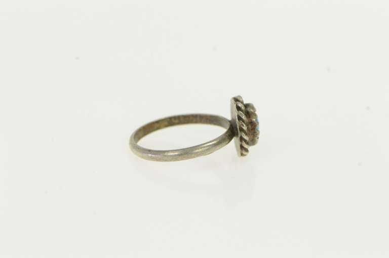Sterling Silver Turquoise Ornate Southwestern Child's Ring