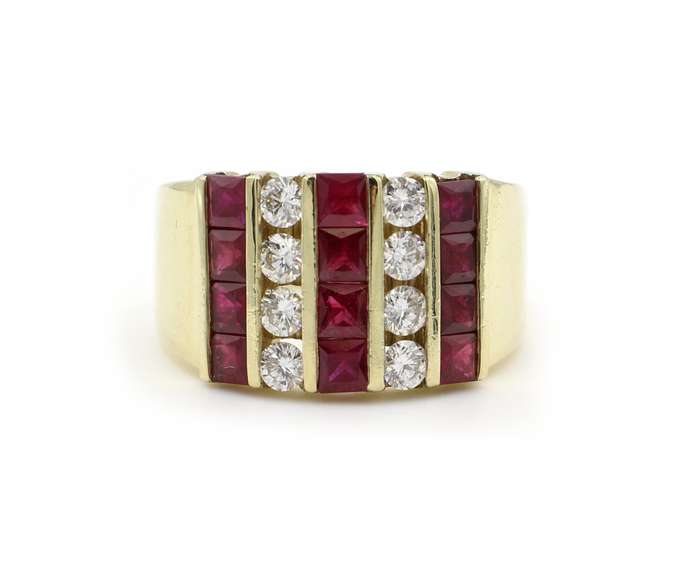 3.56ctw Ruby and Diamond Men's Ring in 14K
