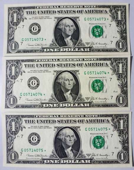 (3) Superb Crisp 1969C $1 Star Replacement Notes Chicago-Consecutive!
