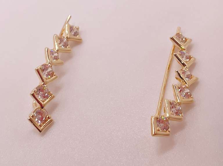 14kt Solid Yellow Gold & Diamond Earrings
