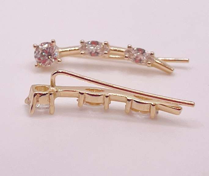 14kt Solid Yellow Gold & Diamond Earrings