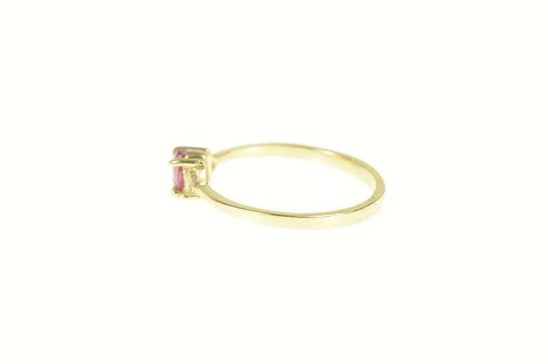 14K Yellow Gold Oval Ruby Diamond Accent Classic Statement Ring