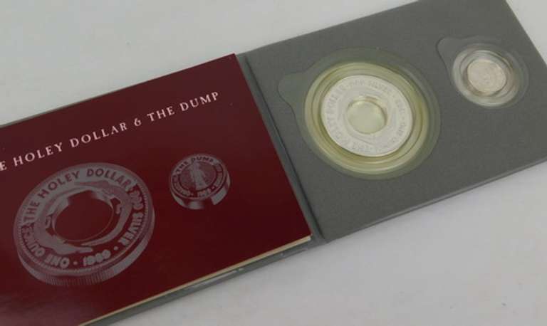 99.9 Sterling Holey Dollar & The Dump Coin Set w/COA