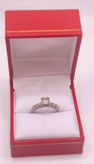 Antique Diamond Ring in 10KT Solid White Gold