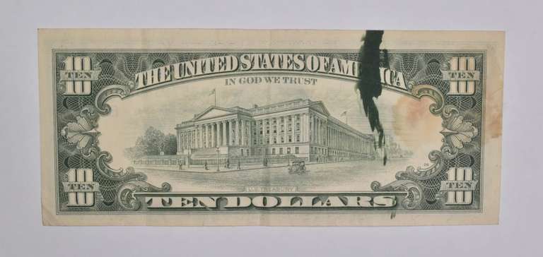 ERROR 1981 $10 St. Louis, MO U.S. FRN US Ink Smear Error Note
