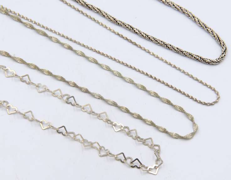 Group Lot of 4 Vintage 925 Sterling Silver Chains