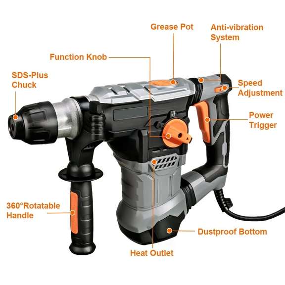 1500W 6J Electric Hammer Rotary Hammer Impact Drill