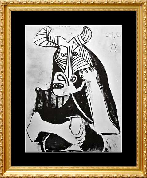 Pablo Picasso, Horned Figure Holding A Glass