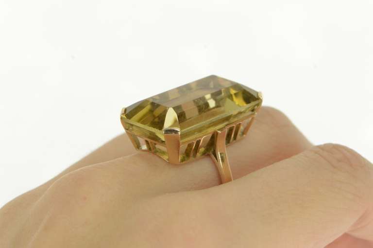 14K Yellow Gold 41.50 Ct Smoky Quartz Cocktail Statement Ring