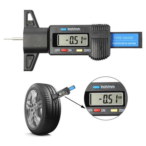 0-25.4mm LCD Digital Vehicle Tire Tread Depth Gauge