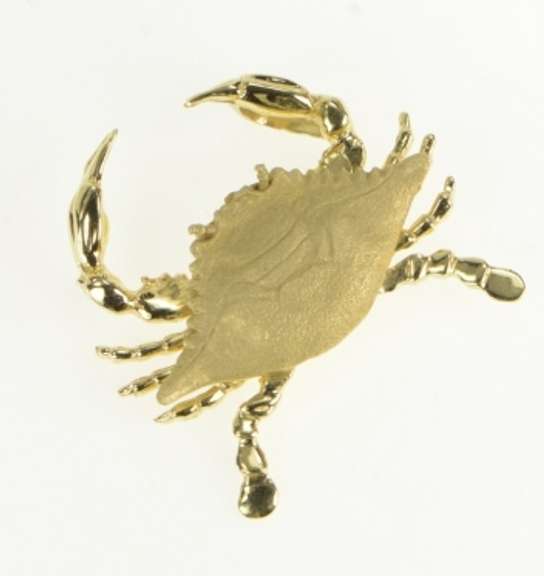 14K Yellow Gold 3D Crab Crustacean Cancer Astrology Zodiac Pendant