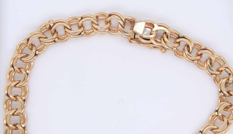 Elegant Double Link Charm Bracelet in Yellow Gold