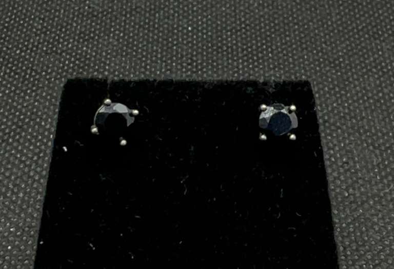 PAIR OF BLACK DIAMOND STUDS SET INTO 14K BLACK GOLD