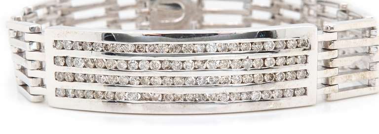 Outstanding White Gold 3ctw Gent's 4 Row Diamond Bracelet