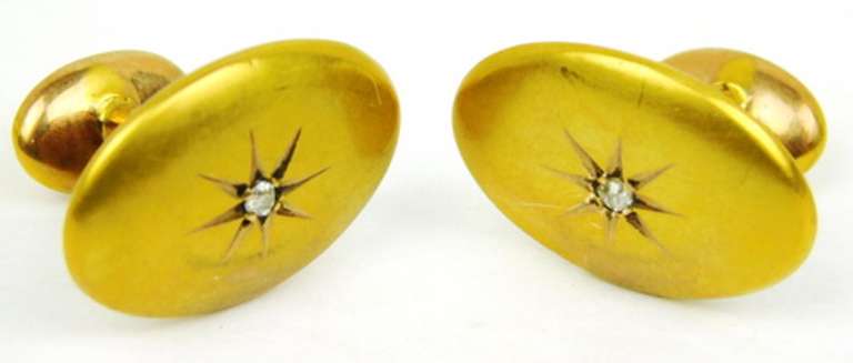 Antique 10K Gold Diamond Cuff Links