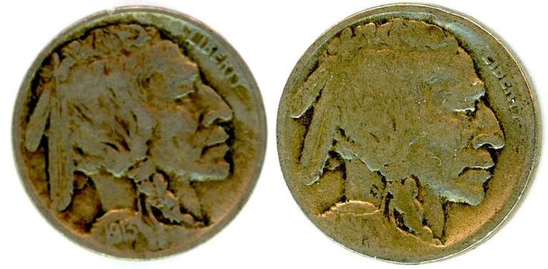 1913 Type One & 1917-S Buffalo Nickels