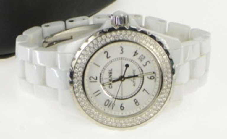 Chanel J-12 H0967 White Ceramic Diamond Women's Watch