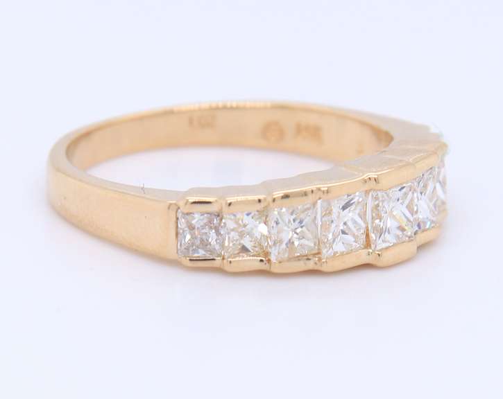 Dazzling Yellow Gold Princess Cut Diamond Band