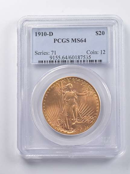 MS64 1910-D $20 Saint-Gaudens Gold Double Eagle PCGS
