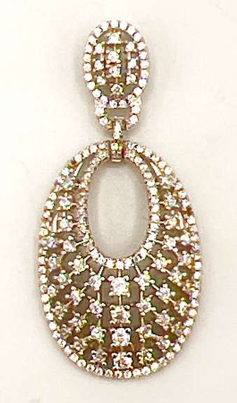 Oval Sterling Silver Pendant with Square Cubic Zirconias