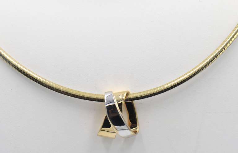 Dreamy 2 Tone Omega Chain with Slider Pendant Necklace