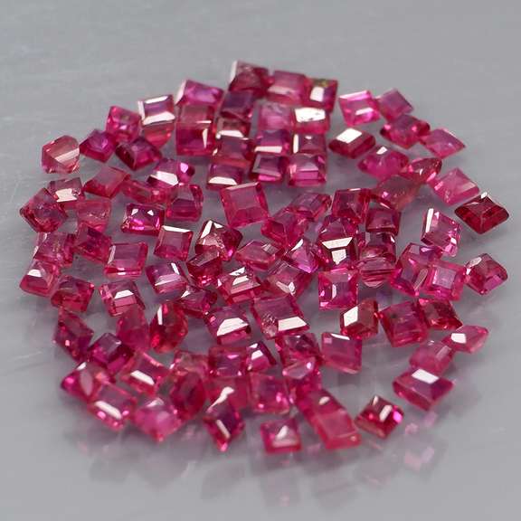 Premium 3.18ct 100 piece princess cut Ruby set