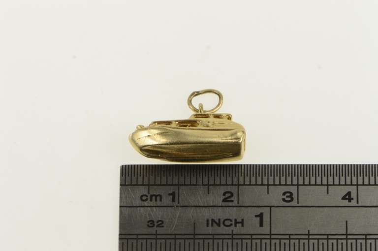 14K Yellow Gold 3D Articulated Boat Ship Yacht Passenger Charm/Pendant