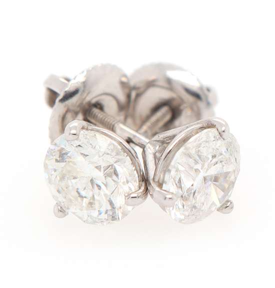 Shimmering 1.63ctw Round Diamond Solitaire Stud Earrings