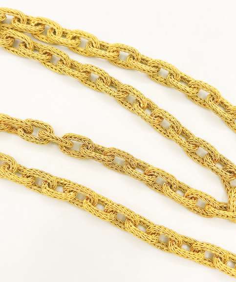18kt Solid Yellow Gold Woven Link Necklace