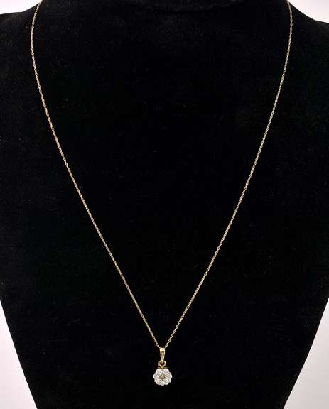 Fancy Floral Diamond Pendant in Yellow Gold