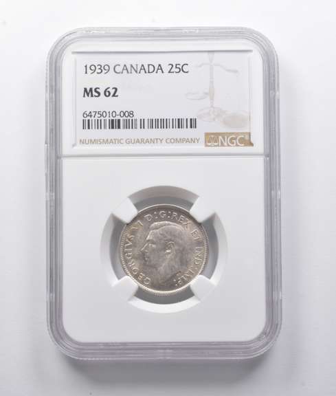 MS62 1939 Canada 25 Cents NGC