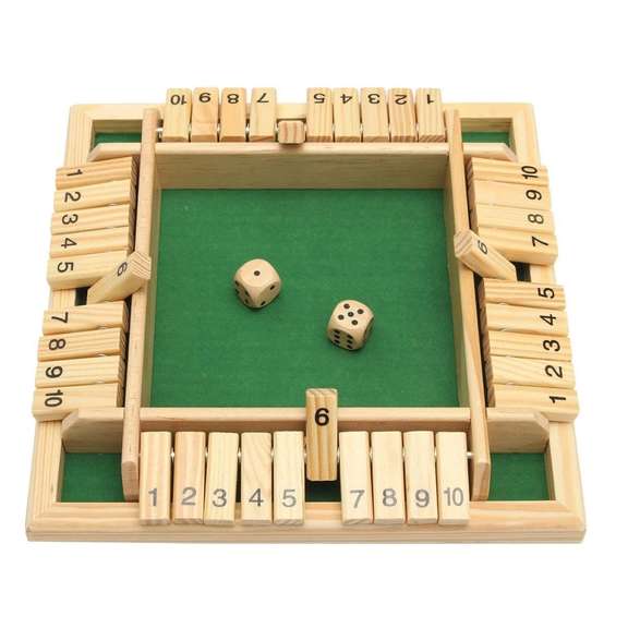 Wooden Traditional Four Sided 10 Number Dice Party