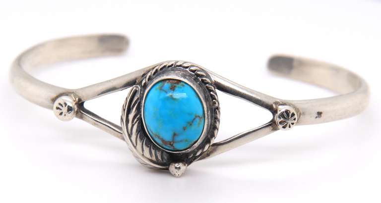 Vintage 925 Sterling Silver Turquoise Cuff Bangle