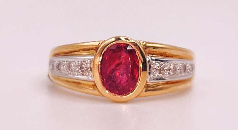 18kt Solid Yellow Gold, Ruby, & Diamond Ring