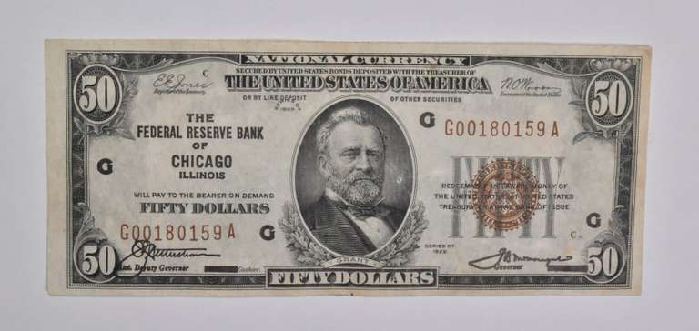1929 $50 Chicago, IL United States National Currency Note
