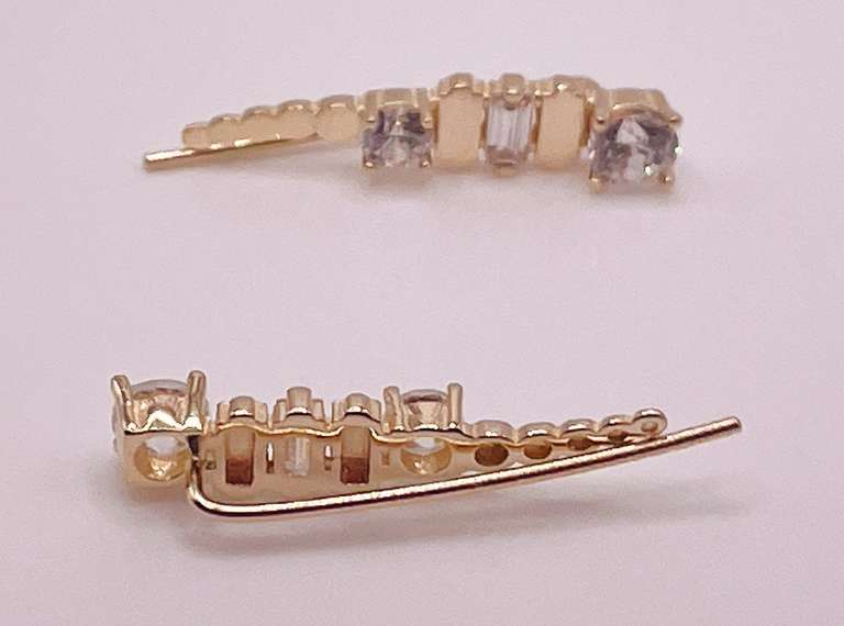 14kt Solid Yellow Gold & Diamond Earrings