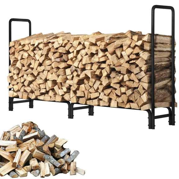 8ft Firewood Rack Outdoor Heavy Duty Log Rack Firewood