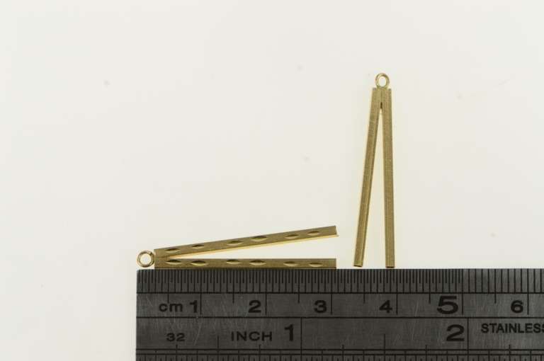 14K Yellow Gold Square Diamond Cut Bar Stud Enhancer Earring Jackets