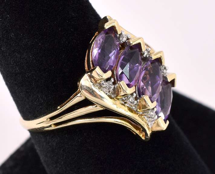 Ravishing Purple Amethyst Ring In 14K Yellow Gold