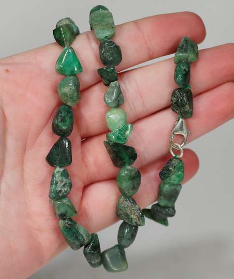 Genuine Emerald nugget necklace
