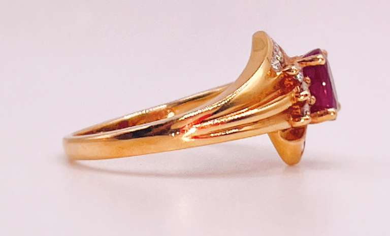 18kt Solid Yellow Gold, Ruby, & Diamond Ring